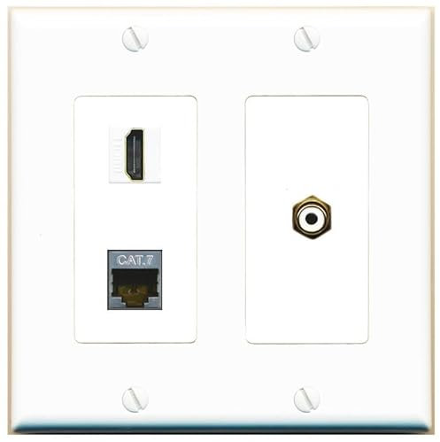 RiteAV Placa de pared de 2 puertos CAT7 HDMI RCA - Acoplador hembra hembra - blanco [blanco]