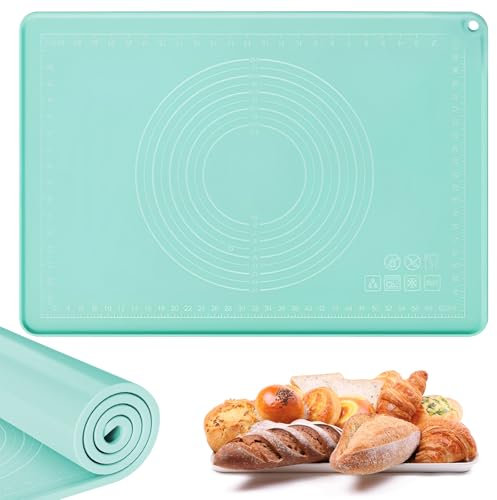 Tapete de Silicone para Amasar Grande, Almohadilla de Amasado Antiadherente, con Borde Alto de 5 mm, para Pasta, Pizza, Fondant