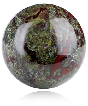 Sahoottie Blutstein Stein Kristallkugel 40mm Natürlich Kristalle Edelsteine Wahrsager Kugel Heilenden Kristallsteinkugeln für Heimdekoration Meditation Reiki Chakraausgleich Dekoration Geschenk