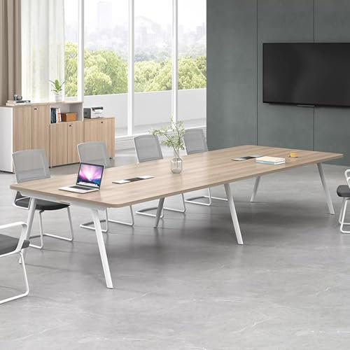 YQMHEZ Konferenztisch, Moderner Seminartisch, Besprechungstisch mit Holzplatte, Rechteckiger Seminartisch for 6–8 Personen(280cm)