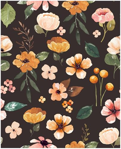 xupingjiti Carta da parati autoadesiva floreale acquerello foglie e fiori carta da parete 44x300cm vintage pellicola decorativa per mobili in PVC vinile adesivo da parete