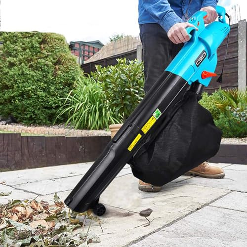 KLYDBMYT Soplador/Aspirador de Hojas 3 en 1 de 3000 W con Cable de 15 m, soplador/Aspirador triturador eléctrico para jardín con Bolsa recolectora de 45 l, Ligero y Compacto.