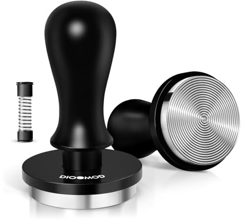 Dioomod Coffee Tamper, 58Mm Tamper with Ripple Base, Espresso Tamper with 30Lbs Stainless Steel Flat Base Normcore Tamper with Self Leveling