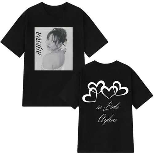 Ayliva Tour 2025 T-Shirt Unisex Mode Kurzarm Lässig Hip-Hop-Streetwear Herren/Damen Baumwolle Tees-Black||s