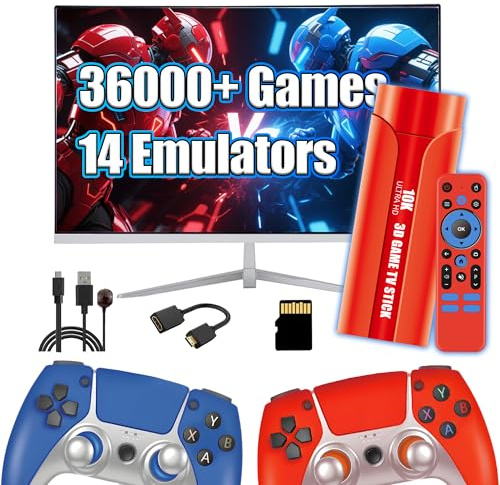 G1 Retro Game Stick,36000+ Games 14+Emulators Retro Gaming Console,Android 13+3D GAME Dual-System,4K HD Output,2.4+5.8G WiFi & BT5.4 Portable Game Console with Dual 2.4G Wireless Controller Plug&Play