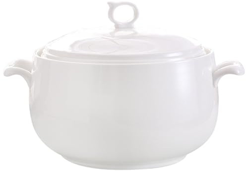 Soup Tureen 3000ml Round Ceramic Serving Bowls with Lids Heat-Resistant Soup Bowls with Handles Microwave Safe for Restaurant Home Kitchen Kitchen Tureen Ceramic