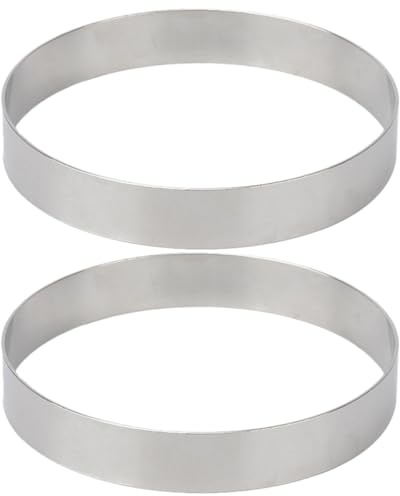 Uonlytech Anillos de Acero Inoxidable para Hornear Pizza y Repostería Moldes Redondos de 2 Piezas para Panqueques y Arepas Tamaño 7.87X7.87X0.78In Utensilios de Cocina