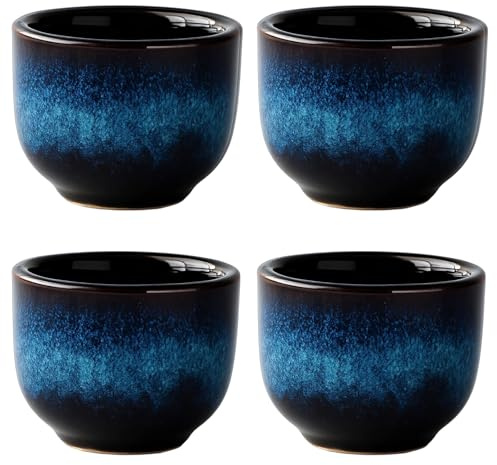 RQcMid Eierbecher Porzellan, Eierbecher Keramik, 4er Set Lustige Eierbecher, Schwarz Matt Eierbecher Glas, Für Frühstückstisch Und Küche, Höhe 3.8 cm Durchmesser 5 cm Fassungsvermögen 20 ml