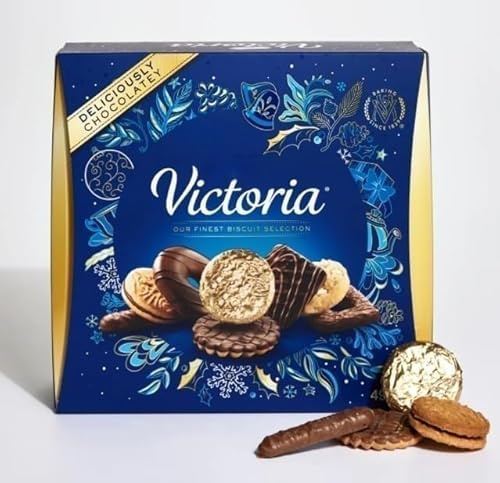 Luxury Victoria Finest Biscuits Selection 490g | Assorted Luxury Box | Perfect for Gifting | Chocolate Biscuits Gift Box | White, Milk, Dark orange, Dark Chocolates | Christmas Biscuits (1 Box)