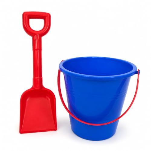 Kids Bucket and Spade Set – 14cm Beach Bucket with 25cm Shovel, Sand Toys for Children, Garden, Sandpit & Seaside Play, Age 3+, Blue