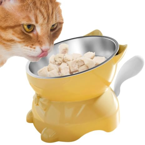 Upphöjda Kattmatsskålar Lutande anti-kräkningsmatare | Kattskålar Upphöjd Vattenhållare Lämplig för inomhus balkong vardagsrum träduteplats liten och medelstor kattungar och