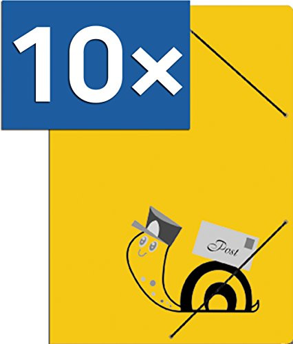RNK-Verlag Postmappe ''Schneckenpost'' für DIN A4 mit Gummizug (Schnecke schwarz / Pappe, 10er Pack)