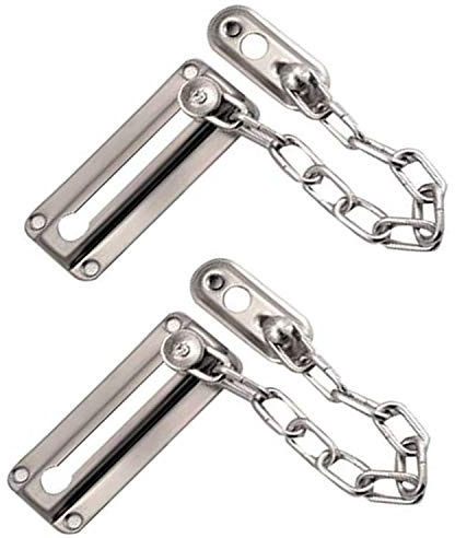 XMHF Door Chain Lock Stainless Steel Casting Door Security Chain Guard, Heavy Duty Latch Lock for Inside Door 2 Pack