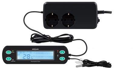 ReptiZoo Thermostat mit Zeitsteuerungfunktion (THC10) -Zwei- Anschlüsse WEEE RegNr. 82392108