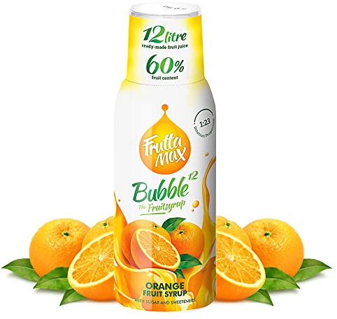 Sirop FruttaMax Orange | Moins de sucre | 60% de concentré de fruits réels | Compatible avec machine à soda 500 ml