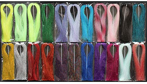 Tigofly 22 Packungen 22 Farben Crystal Flash Holografisches Lametta Krystal Flashabou Sparkle Dry Streamer Tube Fliegenfischen Binden Schnurmaterialien