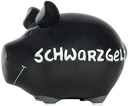 Premium Weddings Sparschwein Schwarzgeld ca. 12,5 x 9 cm handgefertigt aus Keramik - Sparbüchse Spardose lustiges Sparschwein