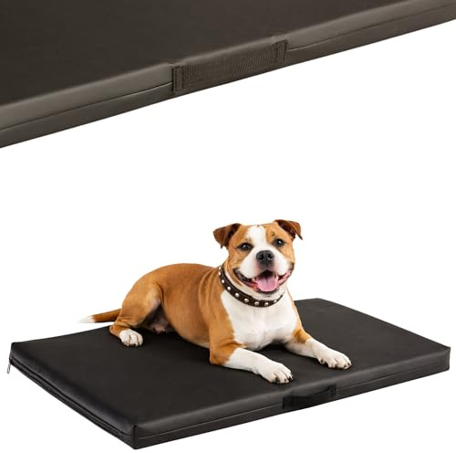 COOL PET Orthopädische Hundematratze, 100 × 67 × 5 cm – VISCO-Schaumstoff (Memory-Schaum), strapazierfähiger Bezug aus hochwertigem Kunstleder mit wasserabweisendem PVC-Anstrich, Made in EU, Schwarz