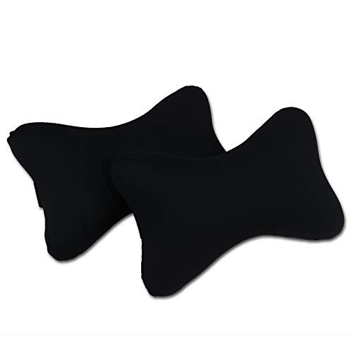 Tianmei 2 Pcs Plain Color Memory Foam Car Headrest Vehicle Seat Neck Rest Support Pillow Relief Pad (JYM–Pure Black)