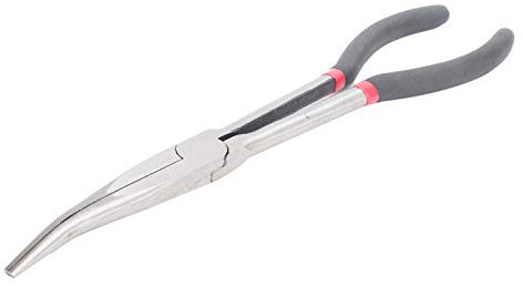 Pinze con impugnatura estesa, pinze a becchi mezzotondi 280 mm 11 pollici, pinze a becchi curvi 25 gradi per tornio e tornio utensile industriale