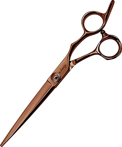 E-Kwip Gent Profi Haarschere - Friseurschere in 7,0 Zoll aus Japanstahl - kupferfarbene Titanbeschichtung & ergonomischer Offset-Griff