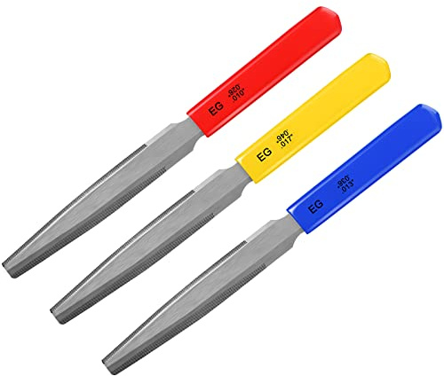 Tarpop 3 Stück konische Gitarrenmutterfeilen, Nut-Feilen-Set, Doppelkante, Bundfeile, E-Gitarre, Bundwerkzeuge, Bundkrönungsfeilen für Bass (Gitarre)