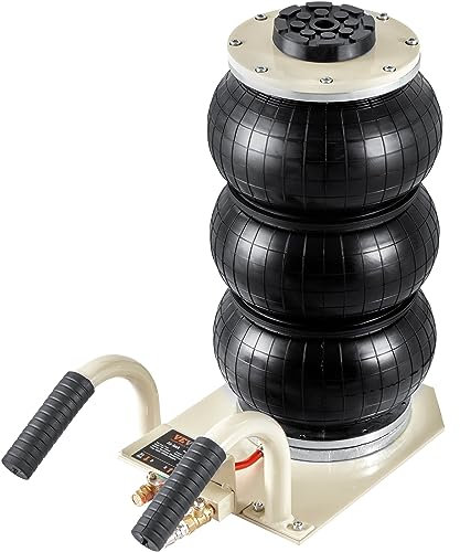 VEVOR Pneumatischer Tragbarer Wagenheber Triple Bag Air Jack 3 t, Dreifachbeutel-Luftheber 140-450 mm Hubhöhe Airbag-Luftwagenheber, 5 Minuten Hub Luftheber Wagenheber mit Kurzem Griff Weiß