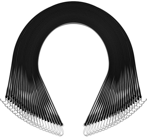 VEVOR Rubber Bungee Cords, 50 Pack 21 Long, Weatherproof Natural Rubber Tie Down Straps with Crimped S Hooks, Heavy Duty Outdoor Tarp Straps for Securing Flatbed Trailers, Canvases, Cargo, and More