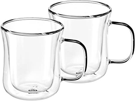 GRÄWE Juego de 2 vasos térmicos de doble pared con asa, 250 ml, curvados