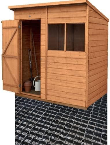 12 ft x 8ft Plastic Grid Shed Base Kit with Weed Membrane, Garden Path, Grass Protection Mats, Greenhouse Pavers – Ideal for Garden Shed, Turf Grass, and Gravel Foundations. SHED NOT INCLUDED