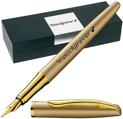 Pelikan Füllhalter Jazz® Noble Elegance mit Gravur als Geschenk | Emojis Gravur möglich | Farbe Gold | personalisiert mit Wunschgravur Pelikan Füller mit Gravur PS188