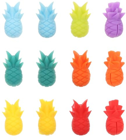 Operitacx 6 Stück Silikon Glasmarkierer Ananas Design Wiederverwendbare Marker Für Party Hochzeit Bar Zubehör 1.06X0.55 Zoll
