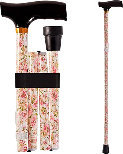 DMI Sports DMI Designer Folding Cane, Walking Cane, Foldable Cane for Men, Walking Cane for Women, Canes for Seniors, Adjustable Cane, Ergonomic Wood Handle Cane, Supports up to 250 Pounds, Floral