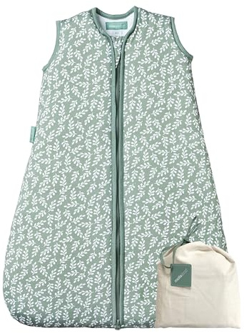 molis&co - Baby Schlafsack 2.5 TOG - Ganzjahres Schlafsack - Babyschlafsack Neugeborene - 100% Baumwolle (Oeko-TEX 100), ärmellos Winterschlafsack wattiert - Premium Qualität - Green Garden (60 cm)