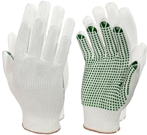 Thermal Work Gloves for Men (2 Pairs) - Cold Protection PVC Grip Safety Gloves for Food Industry Outdoor Gardening Warehousing & Construction – Large Size Breathable Dotted/Plain Palms