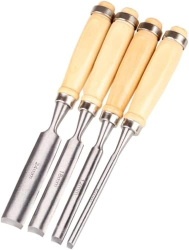Robust and Easy to Use Wood Chisel Set 4PCS Half-Round Chisel Wood Carving Gouge Kit Woodworking Hand Engraving Tool Set Professional Carpenter Carver Tools