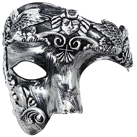 OIDEA Masque de bal masqué pour homme : demi-visage vintage, guerrier romain, fantôme de l'opéra, masque vénitien de Mardi Gras
