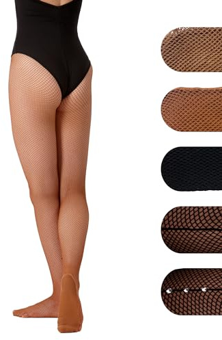 Medias profesionales de malla para danza, lisas, costura trasera o diamante de costura trasera para baile latino Tap Jazz Dance en color caramelo tostado y negro, Caramelo, S