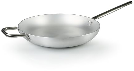 Barazzoni Spa Bratpfanne Ø 40 cm, 99,5% reines Aluminium, Griff + Griff aus Stahl, auch für Induktionsherde geeignet, Made in Italy