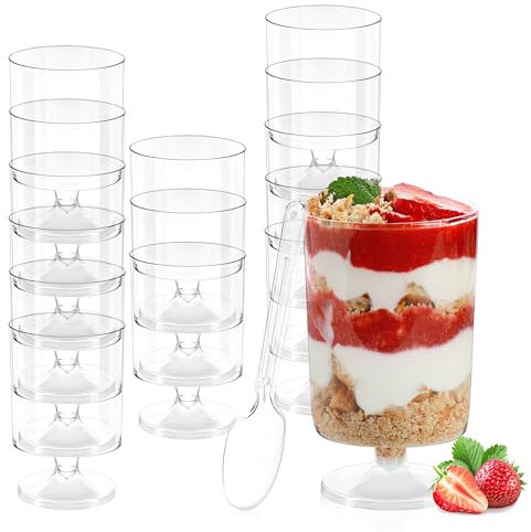 LYLIDIA Contenedores para postres, 25 unidades, cuenco de servir reutilizable, 120 ml, cuencos para postre, tazas de postre, cuencos para aperitivo, mousse, helados, vasos transparentes para dulces
