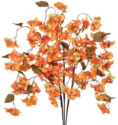 Briful 47 Artificial Bougainvillea Branches Long Stem Artificial Flowers for Tall Vase, 3PCS Bougainvillea Silk Flowers Hanging Artificial Plants for Porch, Window, Wall Decor