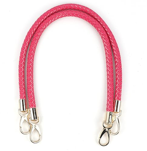 WANYI 2 Stück Taschenhenkel Leder 60CM Geflochtene Taschengriffe Taschenbügel Schultergurt Ersatzgriff für Tasche Umhängetaschen DIY Accessoire für Handtaschen mit 2 Gold Karabinerhaken (Rose)