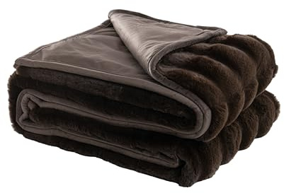 Mon Chateau Wendbarer Luxus-Kunstfell-Überwurf für Couch, Sofa oder Bett – kuschelige, weiche Plüschdecke zum Schlafen oder als Heimdekoration, 152,4 x 177,8 cm (braun)