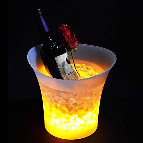 DDKYHU Seau à Glace à LED, Seau à Glace Multicolore changeant, Seau à Glace Rond en Plastique, Boissons au Champagne, Bouteilles de bière, Seau à Glace pour Boissons à la bière/Multicolore