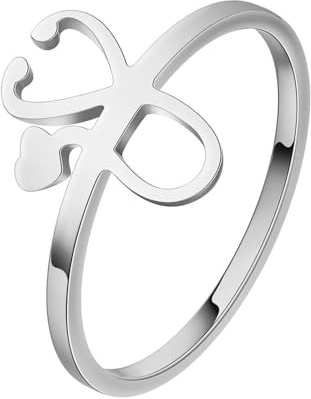 Sopodbacker Rings Ring Ringe Damen Bijouterie Herren Stethoskop-Ring Für Frauen Männer Einfache Krankenschwester Doktor Medizinstudent 8 Silber