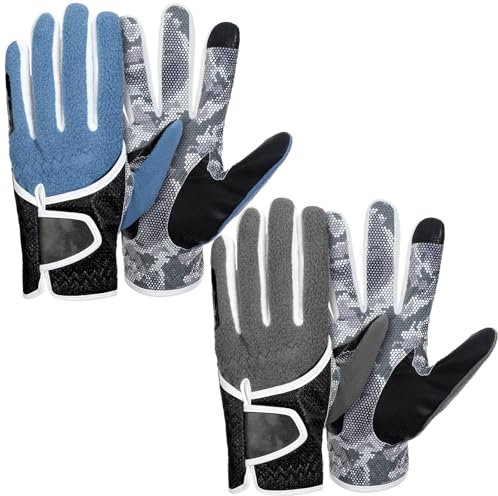 TecUnite Golfhandschuhe für Herren, Größe M/L, verstellbar, winddicht, wasserdicht, weich, warm, Fleece, Golfhandschuhe für Golf, Outdoor-Sportaktivitäten, 2 Paar