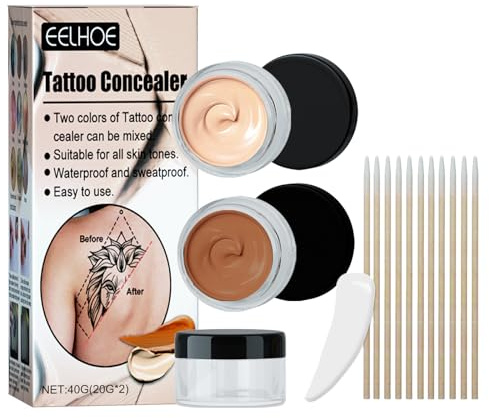 Tattoo Concealer, Zweifarbig Wasserdicht Tattoo Cover Hohe Abdeckung Concealer, Mischbar Make-Up Concealer Zum Abdecken Von Tätowierung Narbe Muttermal Pigmentflecken, Geeignet Für Alle Hauttöne