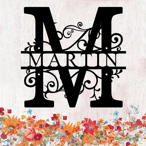 SJZUISL Metallschild personalisiert, Personalisiertes Türschild mit Monogramm, Wanddekoration Kunstdekor Geschenk Haustürschild Namensschild für Geschenke, Hochzeit Wanddekoration Schilder