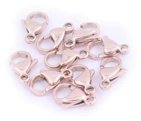 30 Stück Karabinerverschluss Edelstahl Rosévergoldet 10x5mm 12x7mm Hakenverschlüsse für Halskette Armbandherstellung Diy Schmuckzubehör Roségold 13x8mm