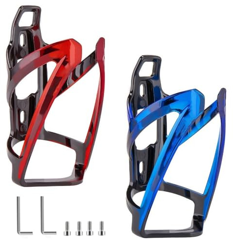 2 Pcs Bike Bottle Holder, Bike Bottle Cage, Lightweight & Durable Bicycle Accessories for Mountain Road Bikes (Red/Bule)